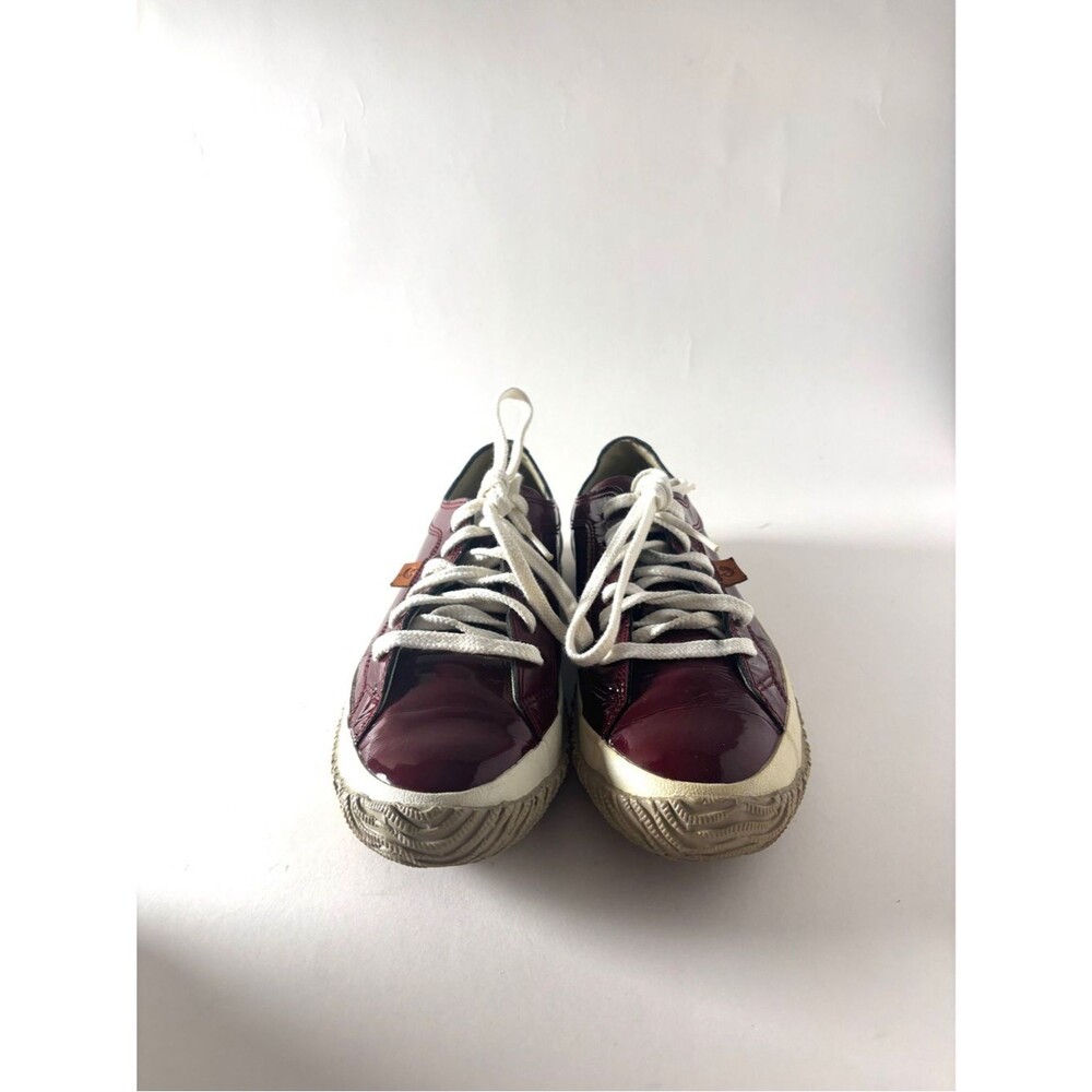 Spingle Move Made in Japan Burgundy Patent Lace-Up Sneakers with White Laces